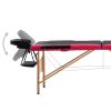 Foldable Massage Table 2 Zones Wood Black and Pink