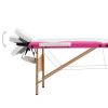 Foldable Massage Table 3 Zones Wood White and Pink