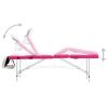 4-Zone Foldable Massage Table Aluminum White and Pink