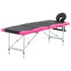 4-Zone Foldable Massage Table Aluminum Black and Pink