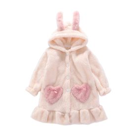 roeGirls Sweet Flannel Bathrobes With Ears Hooded Sleepwear for Bath Homewear, Beige