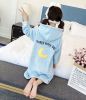 Girls Blue Star Soft Flannel Hooded Bathrobe for Beach Bath Homewear