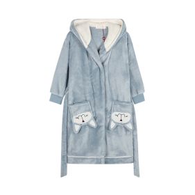 Cute Dog Hooded Sleepwear Thick Bathrobe for Girls Winter Bath Homewear