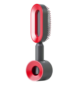 Self Cleaning Hair Brush For Women One-key Cleaning Hair Loss Airbag Massage Scalp Comb Anti-Static Hairbrush (Option: Hollowed out red suit)