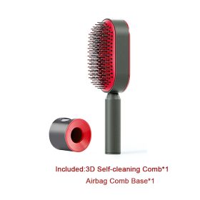 Self Cleaning Hair Brush For Women One-key Cleaning Hair Loss Airbag Massage Scalp Comb Anti-Static Hairbrush (Option: Set A)