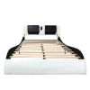 Faux Leather Upholstered Platform Bed Frame with led lighting, Bluetooth connection to play music control, Backrest vibration massage, Curve Design