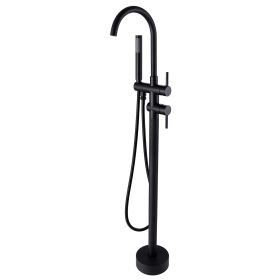 Bathtub Faucet Free Standing Floor Mounted Tub Faucet Tub Filler, Bathroom High Flow Shower Faucets with Handheld Shower (Color: Black)